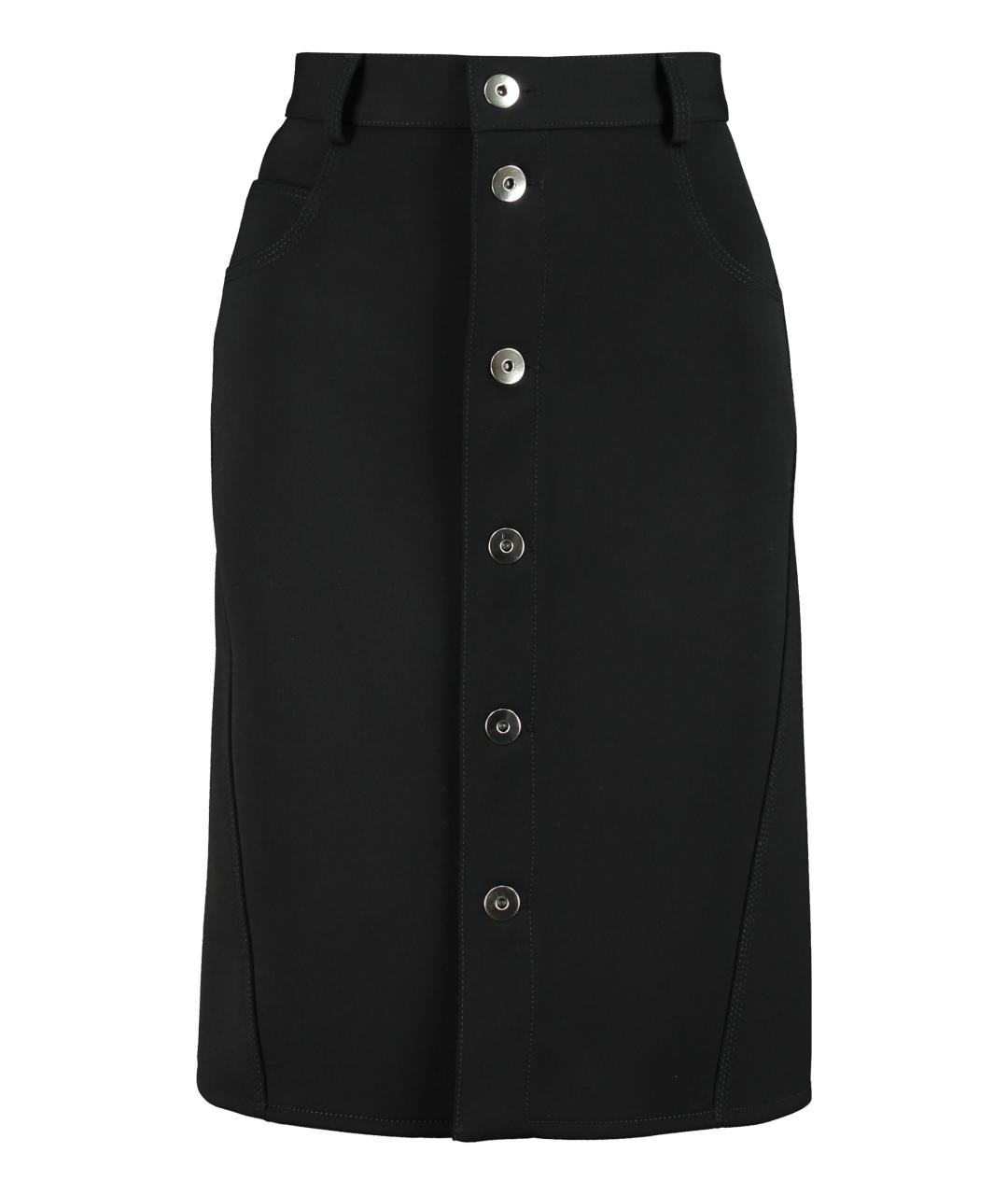 BOTTEGA VENETA Черная шерстяная юбка миди, фото 1