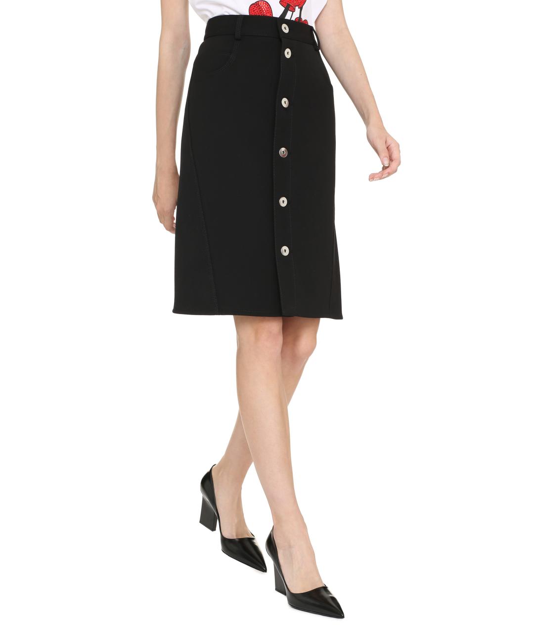 BOTTEGA VENETA Черная шерстяная юбка миди, фото 3