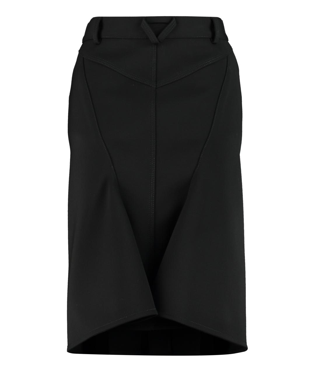 BOTTEGA VENETA Черная шерстяная юбка миди, фото 2