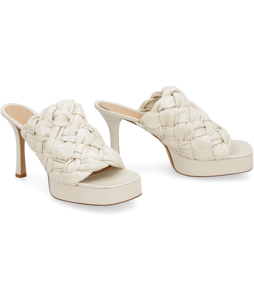 BOTTEGA VENETA Бежевые кожаные мюли, фото 2