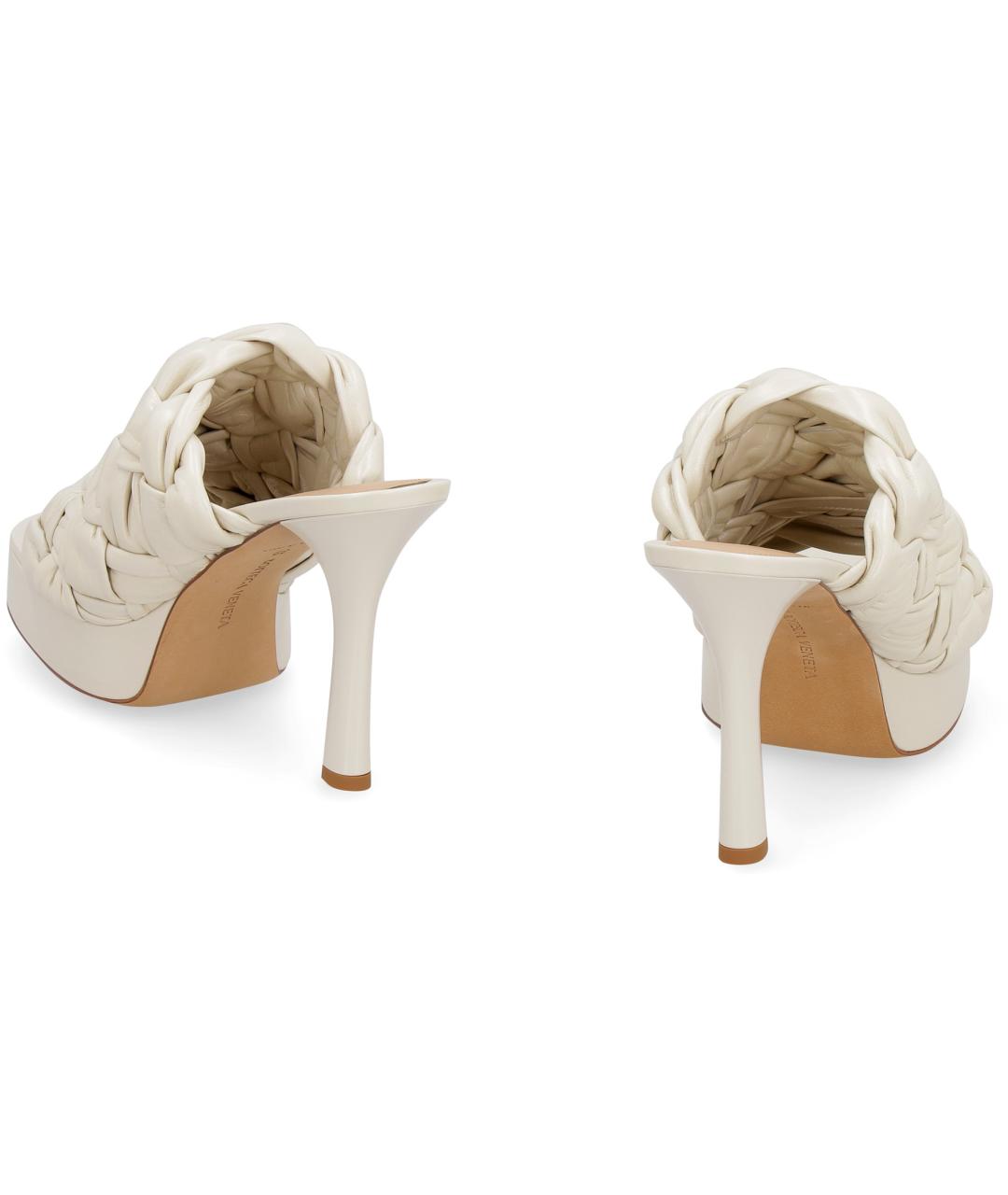 BOTTEGA VENETA Бежевые кожаные мюли, фото 3