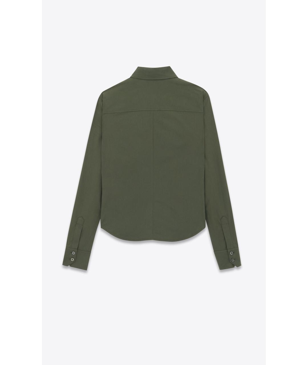 SAINT LAURENT Хаки хлопковая рубашка, фото 3