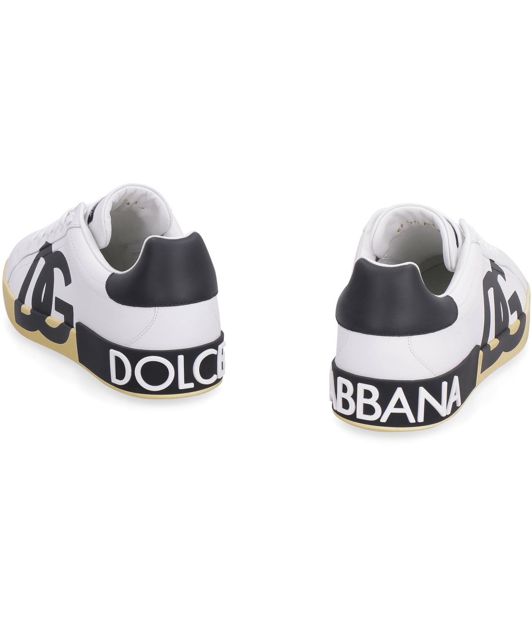 DOLCE&GABBANA Белые кожаные низкие кроссовки / кеды, фото 3