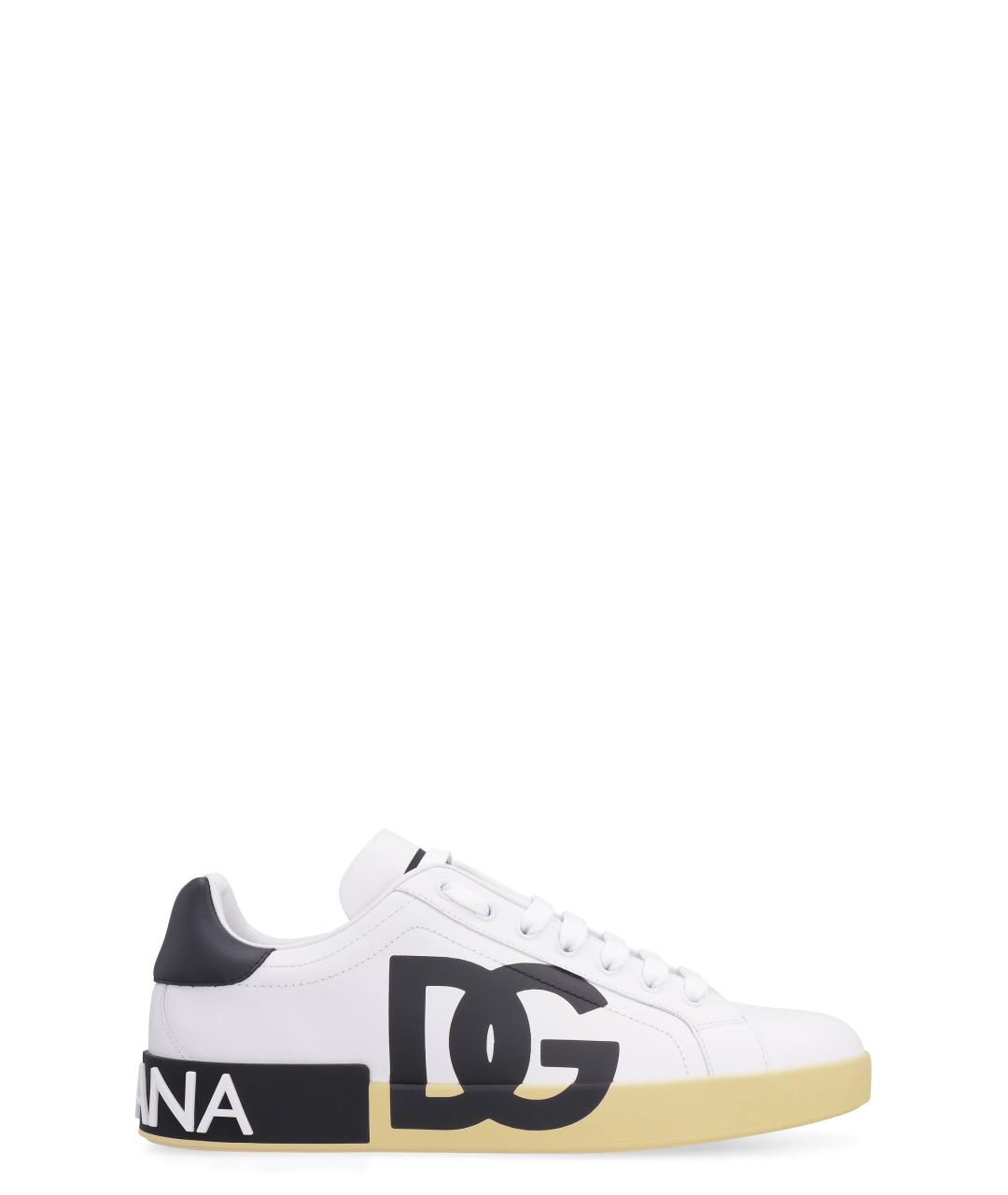DOLCE&GABBANA Белые кожаные низкие кроссовки / кеды, фото 1