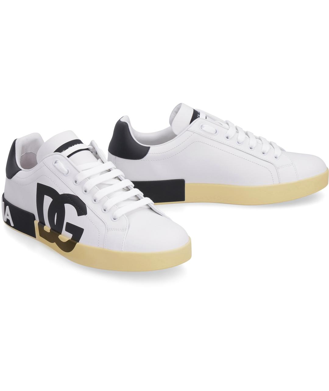 DOLCE&GABBANA Белые кожаные низкие кроссовки / кеды, фото 2