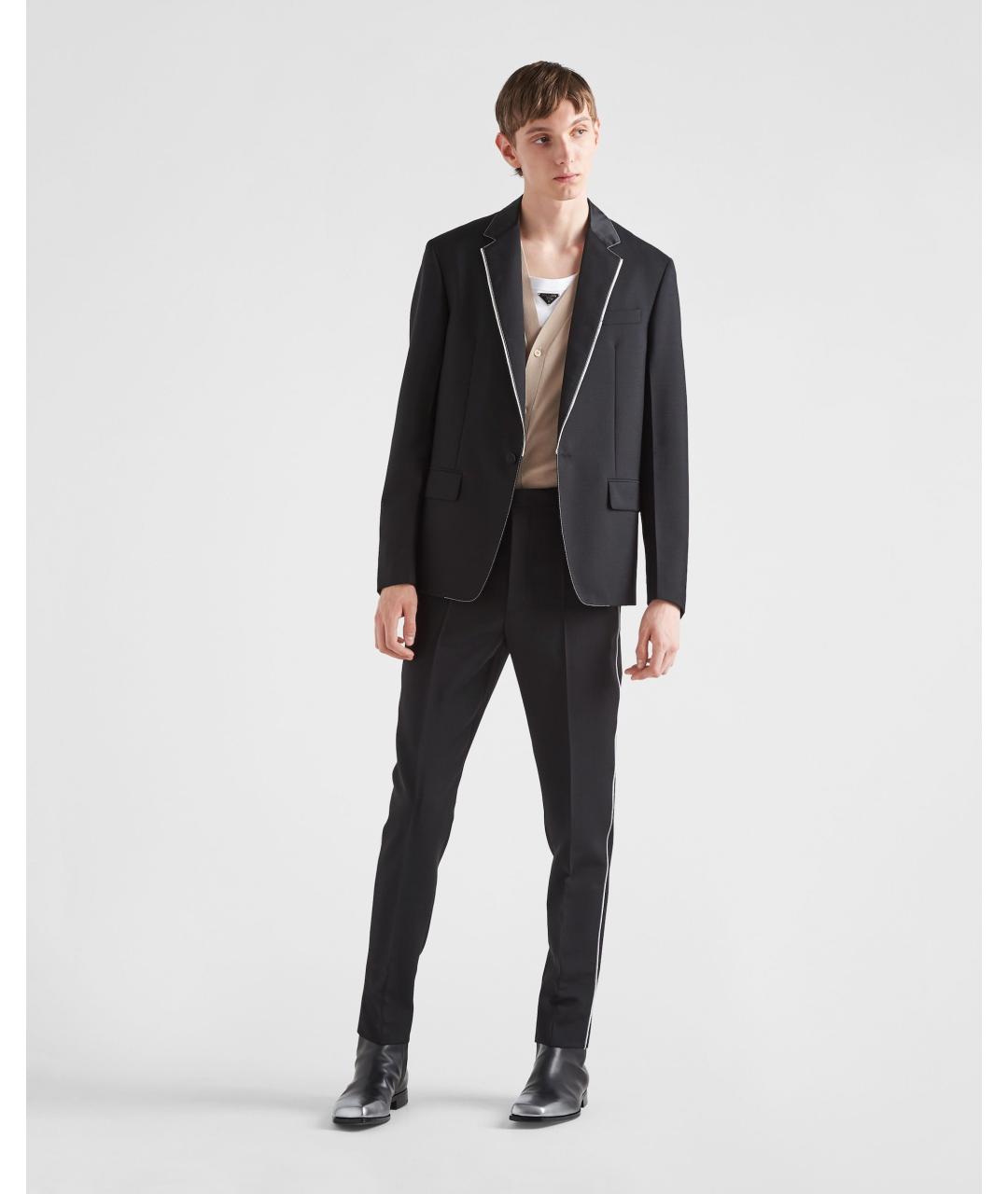 PRADA Черные полиэстеровые повседневные брюки, фото 2