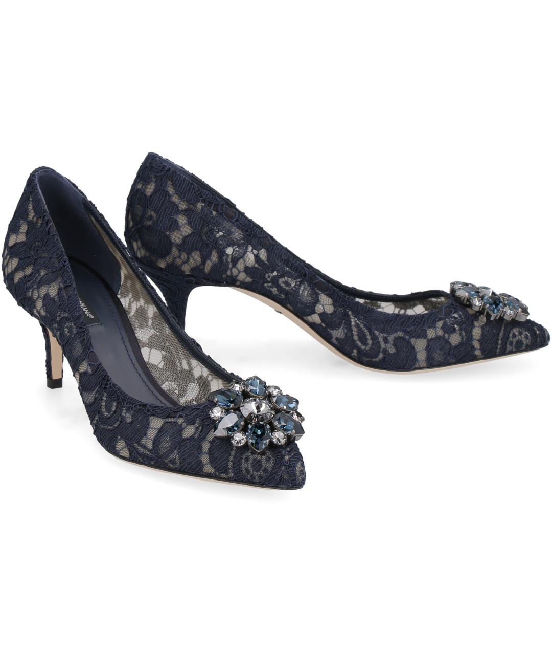 DOLCE&GABBANA Синие текстильные туфли, фото 3