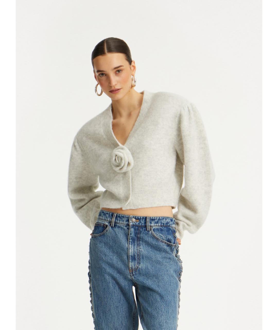 ROTATE Серый шерстяной кардиган, фото 4