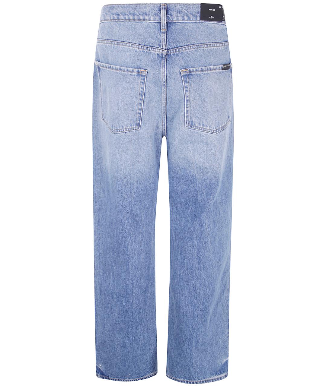 7 FOR ALL MANKIND Голубые хлопковые прямые джинсы, фото 2