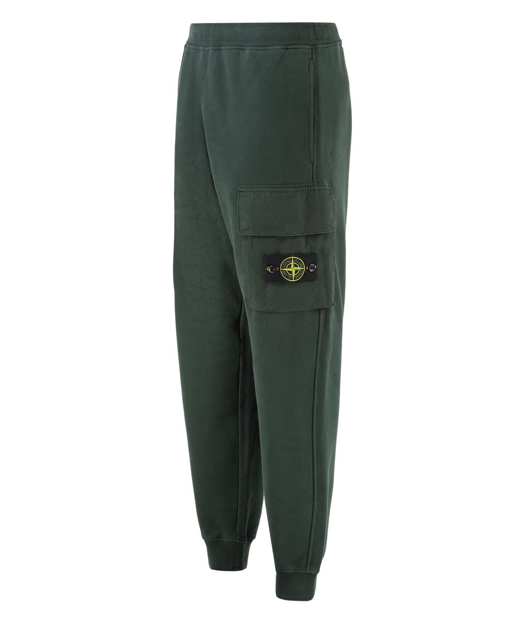 STONE ISLAND Зеленые хлопковые повседневные брюки, фото 2