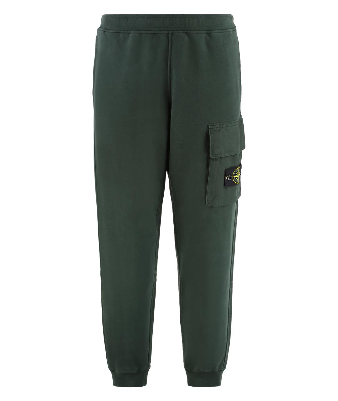 STONE ISLAND Зеленые хлопковые повседневные брюки, фото 1