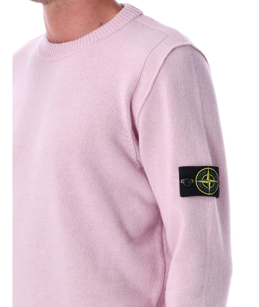 STONE ISLAND Розовый шерстяной джемпер / свитер, фото 4