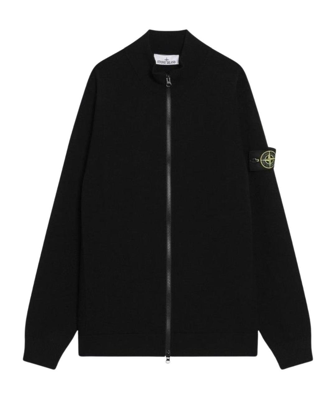 STONE ISLAND Черный шерстяной кардиган, фото 1