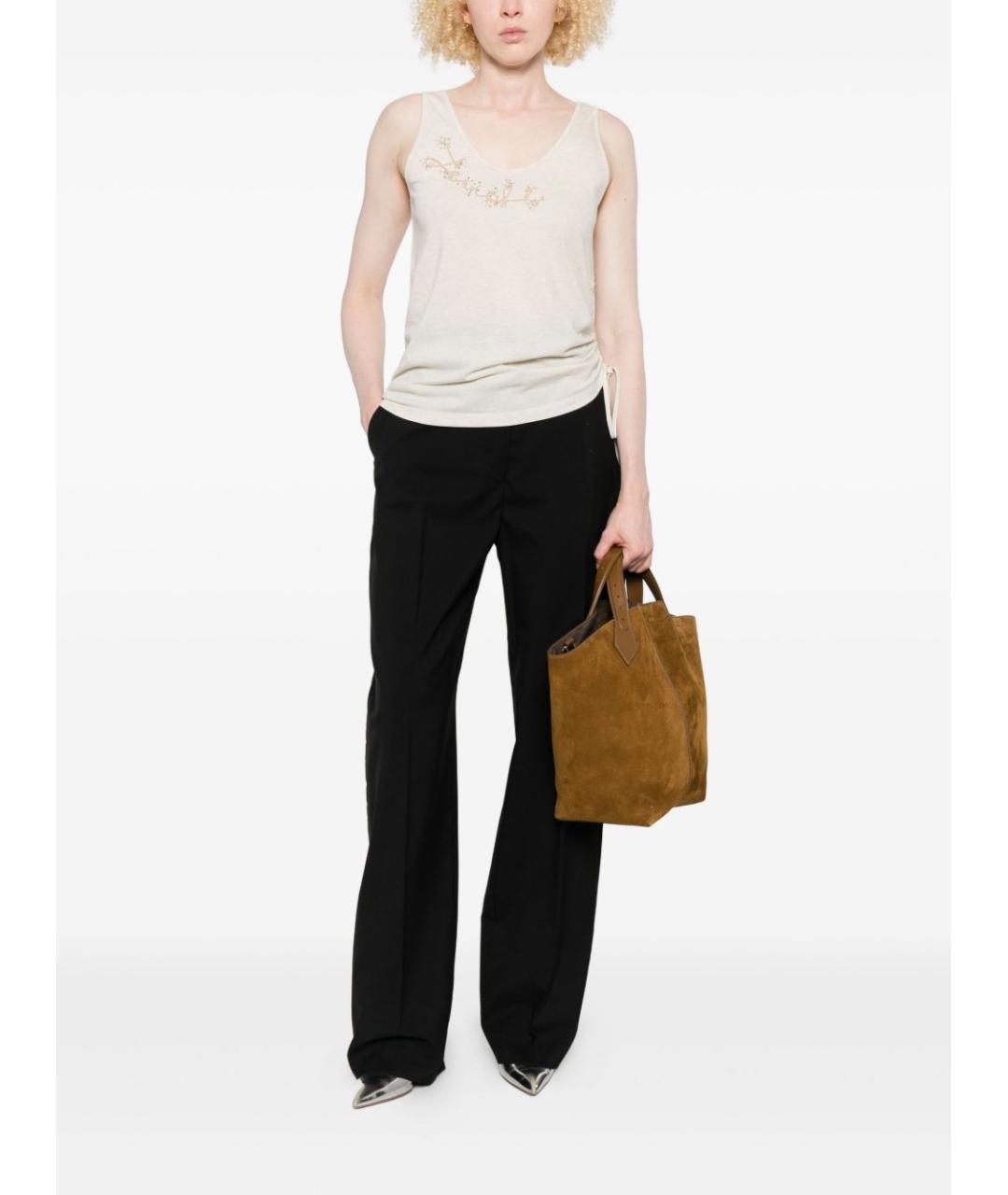 FENDI Бежевая льняная майка, фото 4