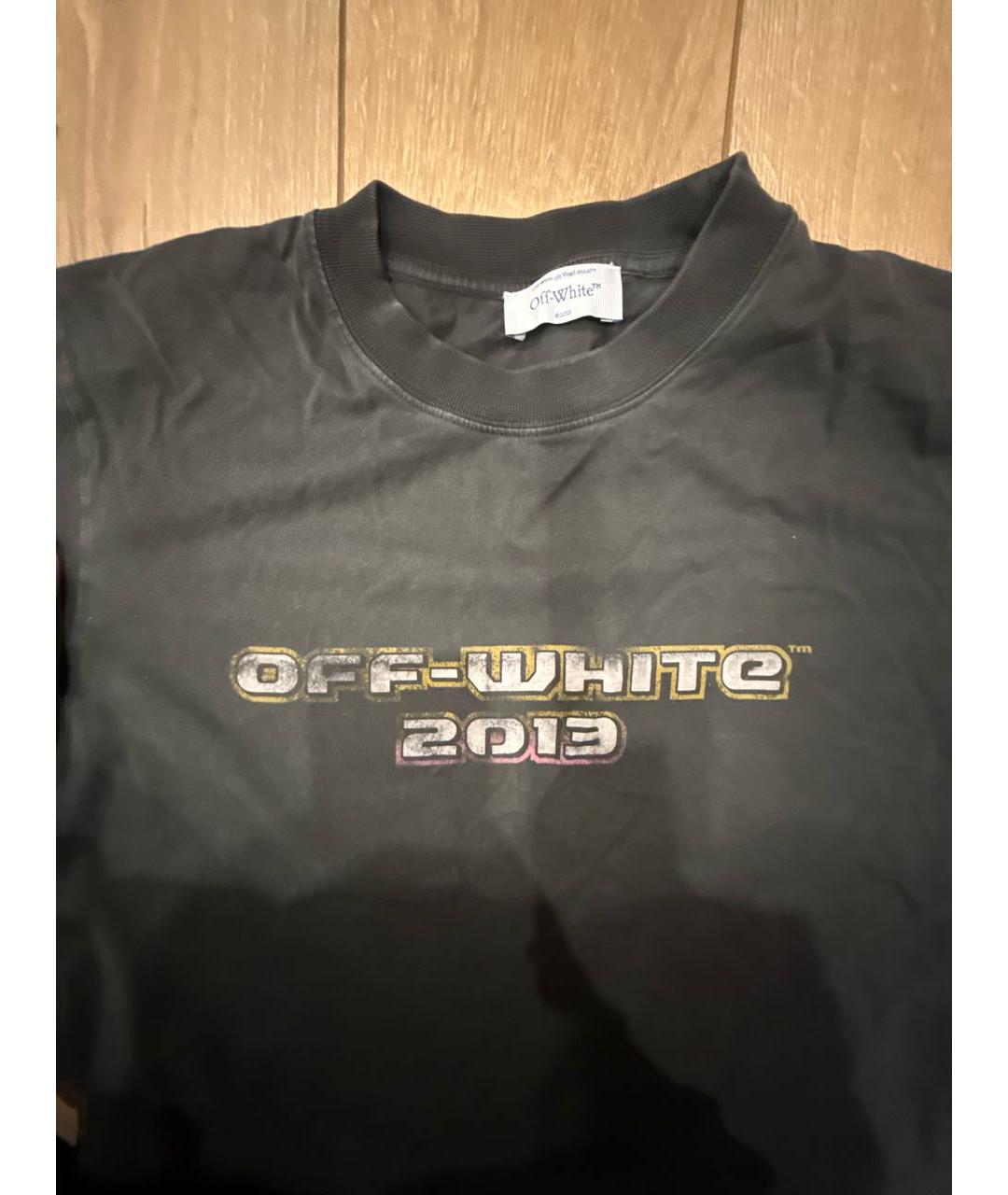 OFF-WHITE Антрацитовая хлопковая футболка, фото 3