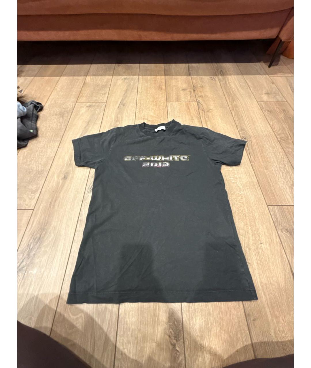 OFF-WHITE Антрацитовая хлопковая футболка, фото 5