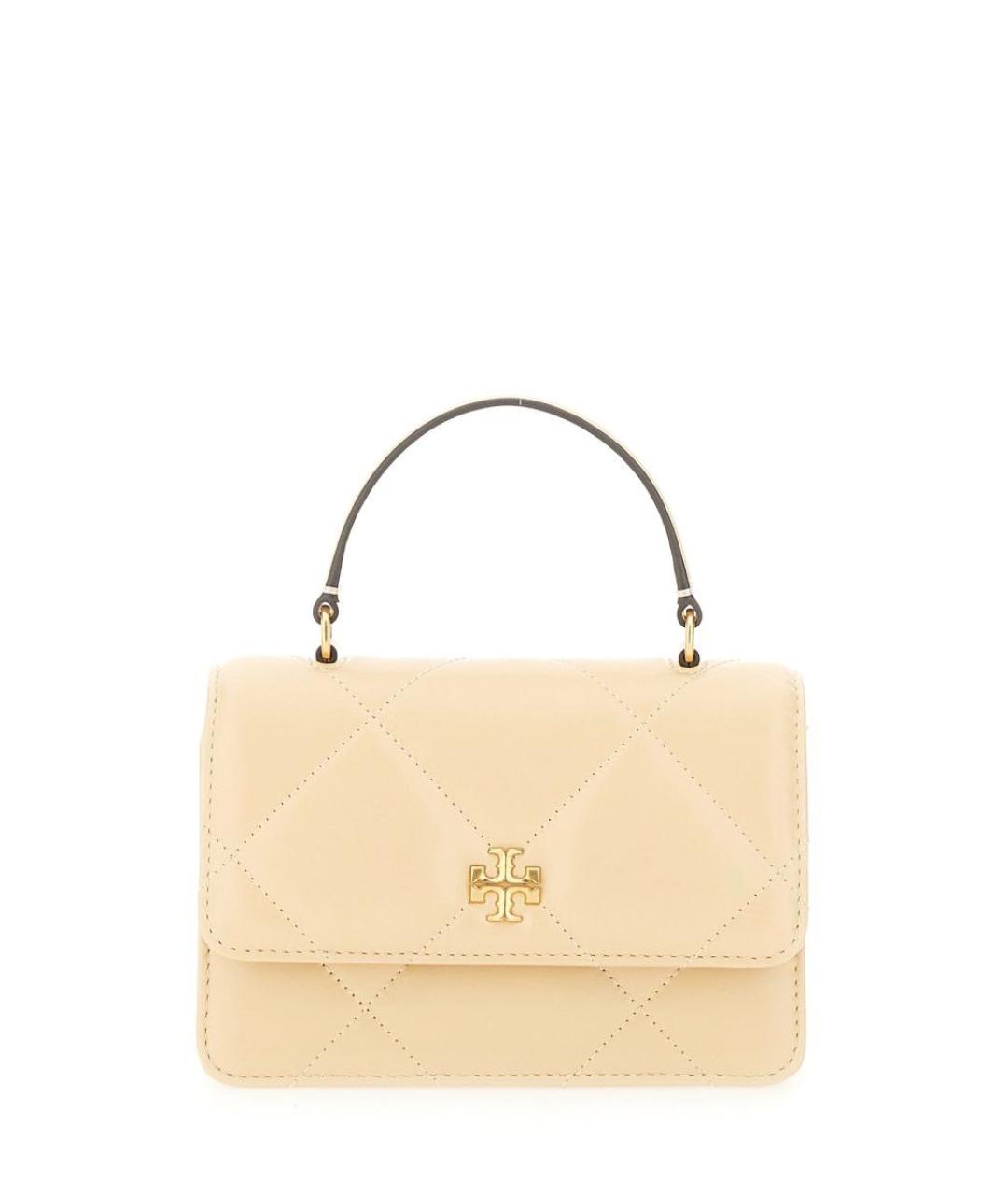 TORY BURCH Бежевая кожаная сумка с короткими ручками, фото 1