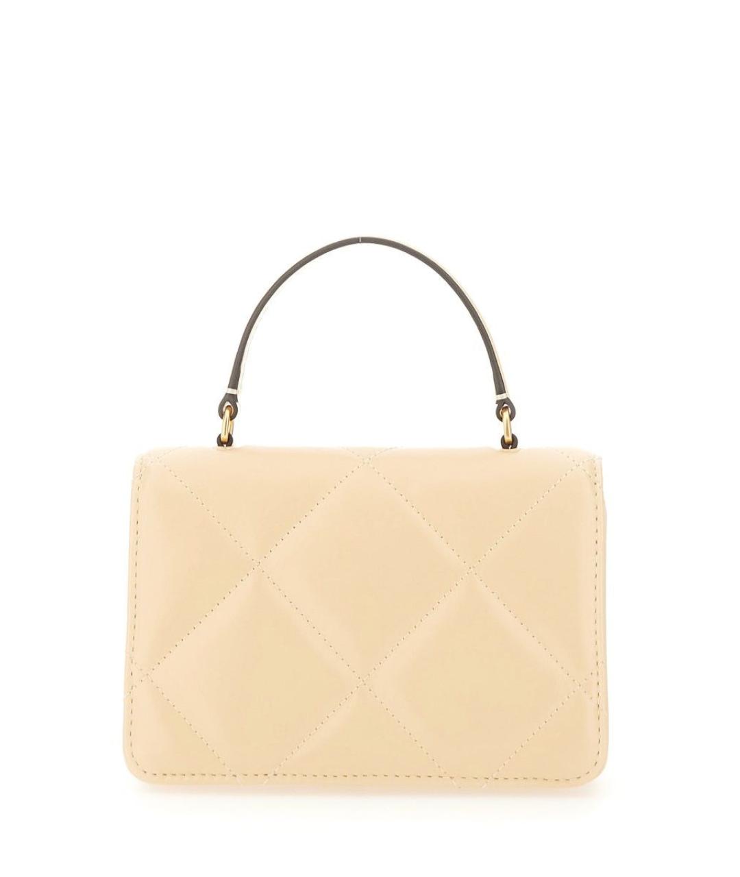 TORY BURCH Бежевая кожаная сумка с короткими ручками, фото 2