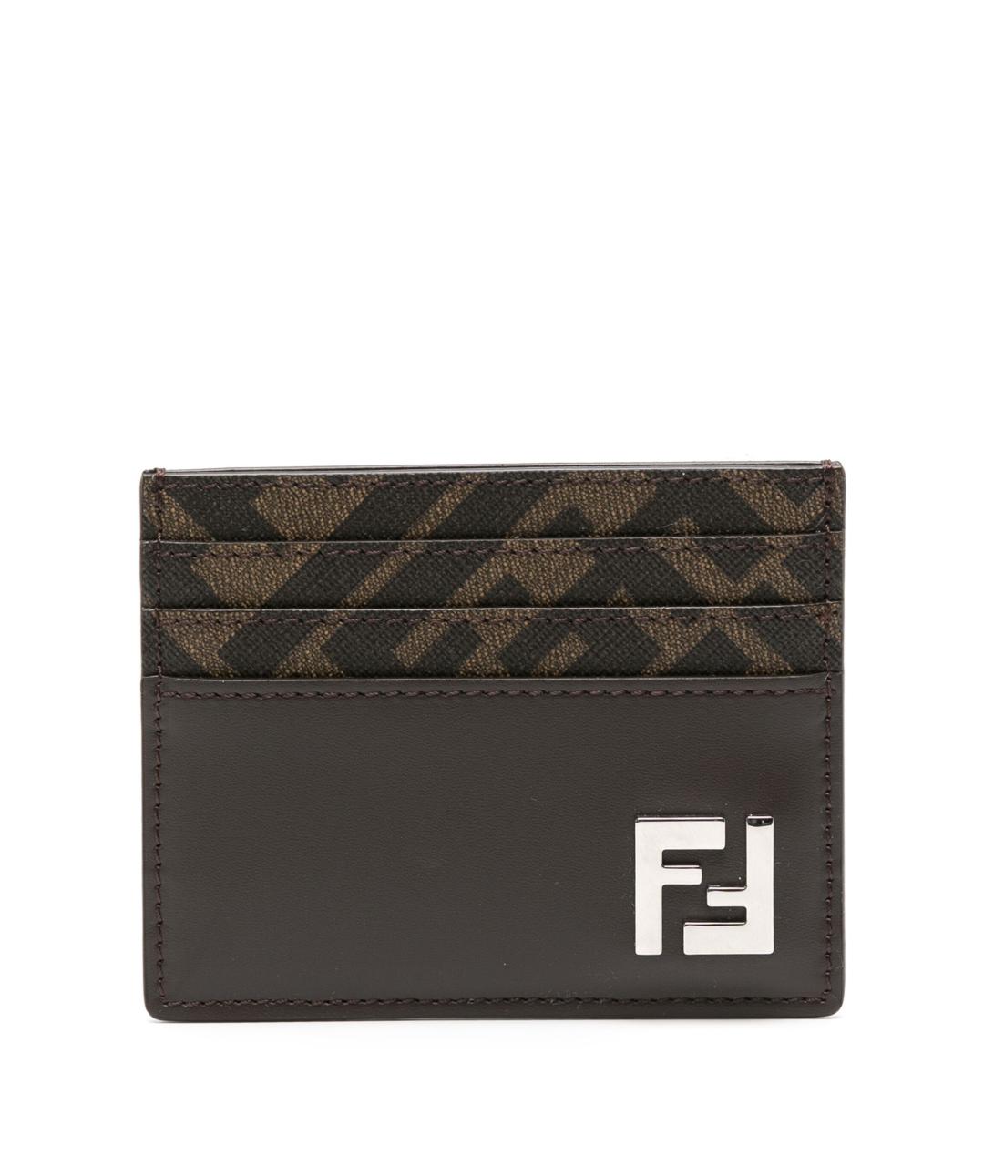 FENDI Коричневый кожаный кардхолдер, фото 1