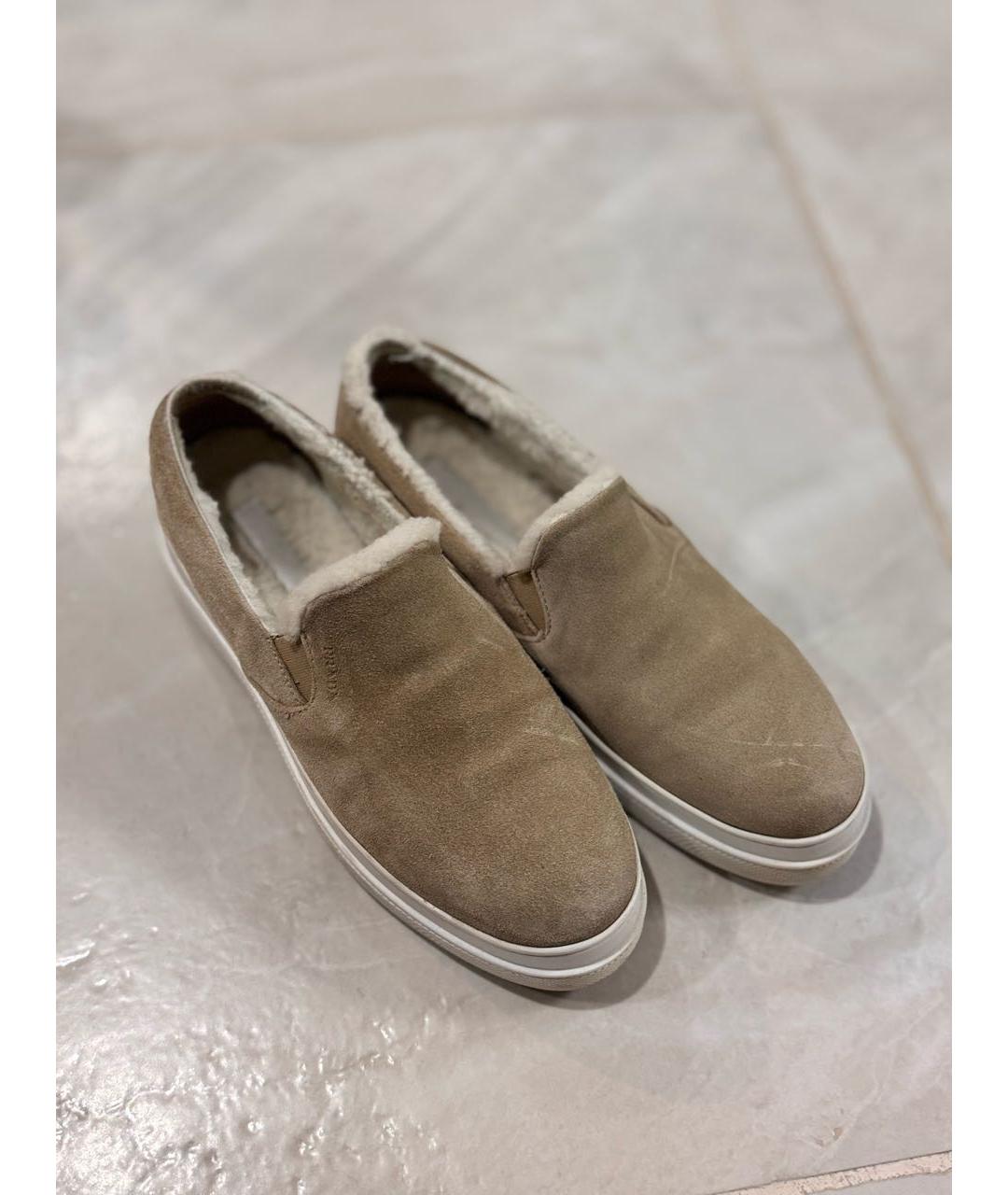 PRADA Бежевые замшевые лоферы, фото 6