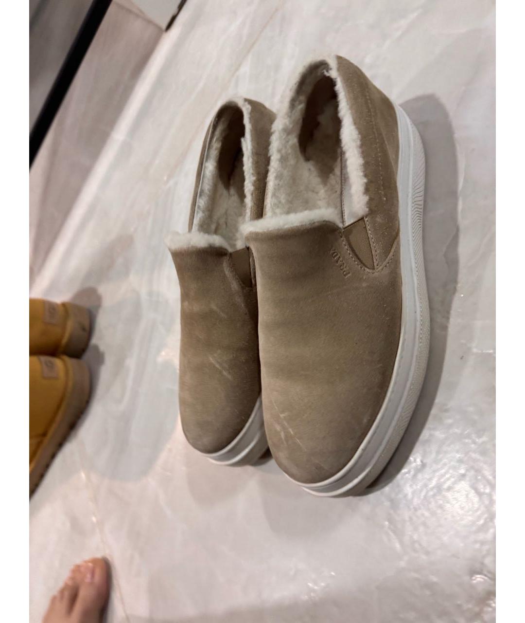 PRADA Бежевые замшевые лоферы, фото 9