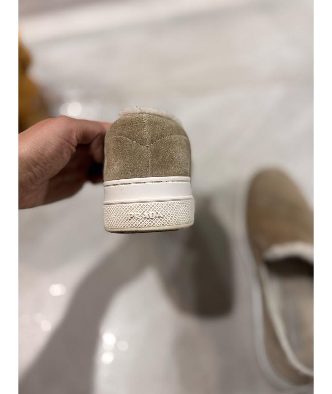 PRADA Бежевые замшевые лоферы, фото 7