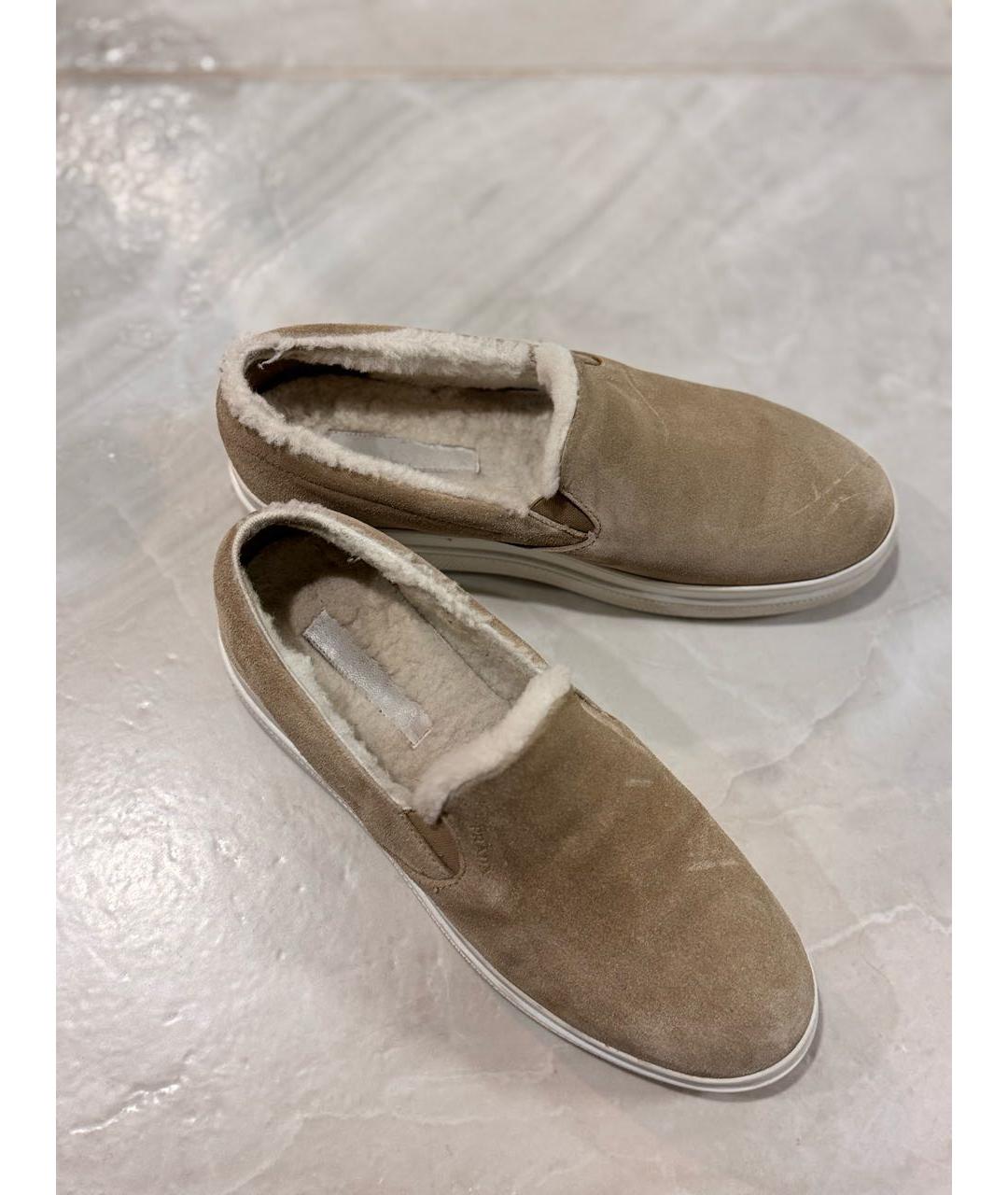 PRADA Бежевые замшевые лоферы, фото 8