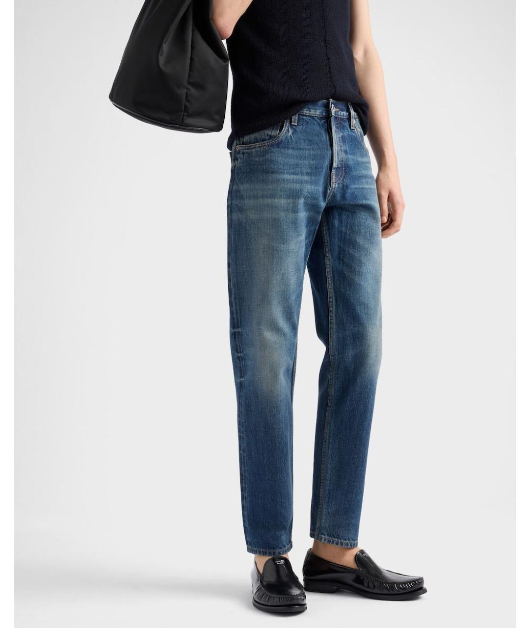 PRADA Синие хлопковые прямые джинсы, фото 3