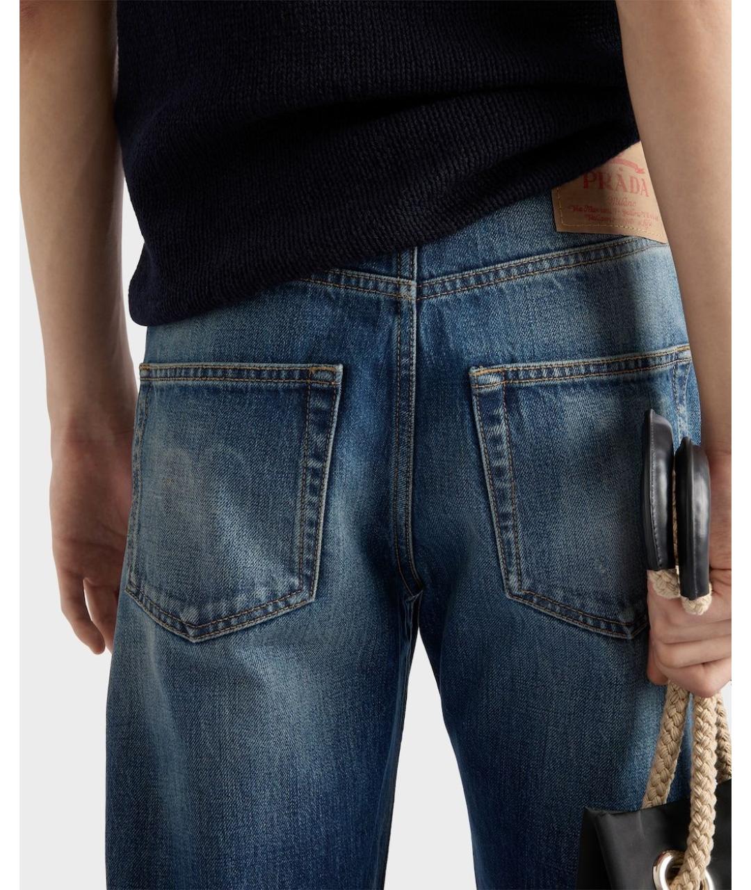 PRADA Синие хлопковые прямые джинсы, фото 4