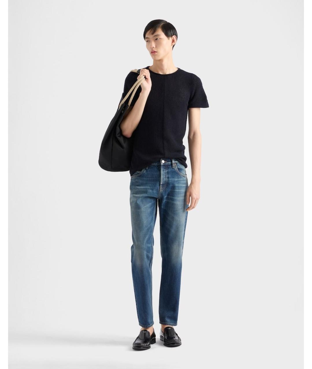 PRADA Синие хлопковые прямые джинсы, фото 2