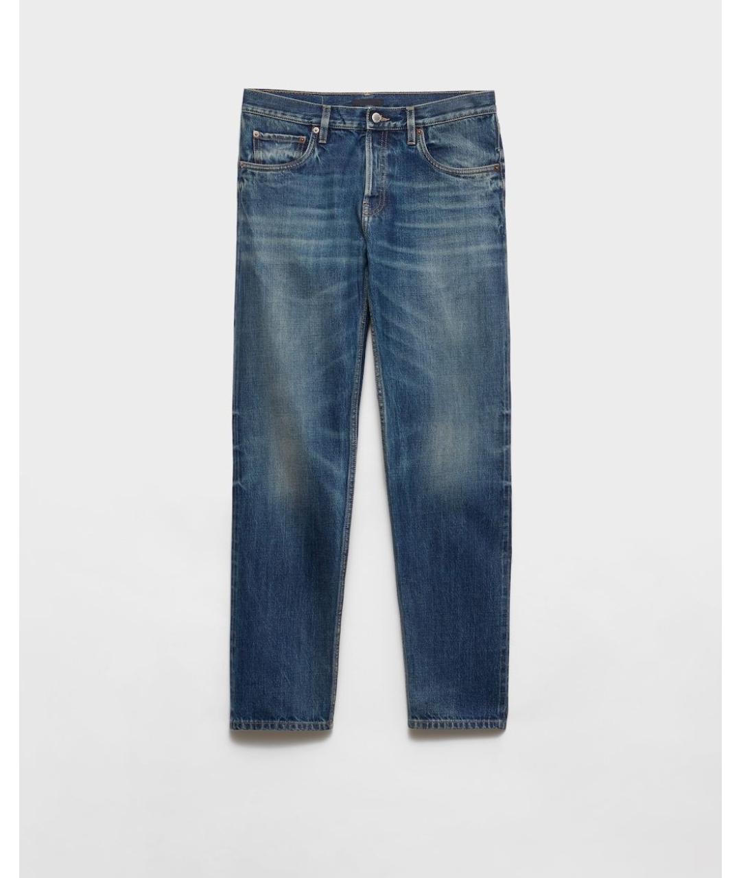 PRADA Синие хлопковые прямые джинсы, фото 5