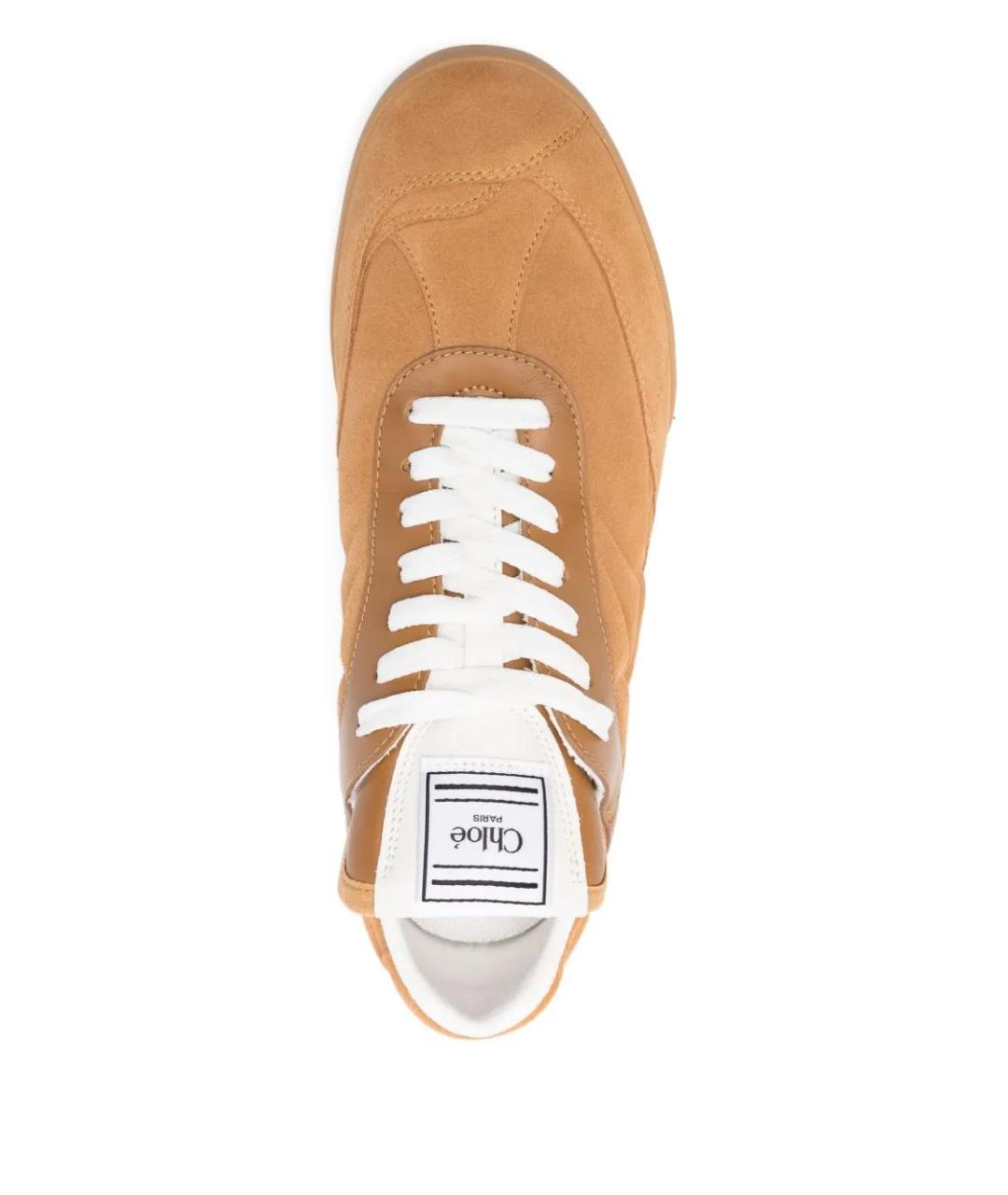 CHLOE Коричневые кожаные кроссовки, фото 4