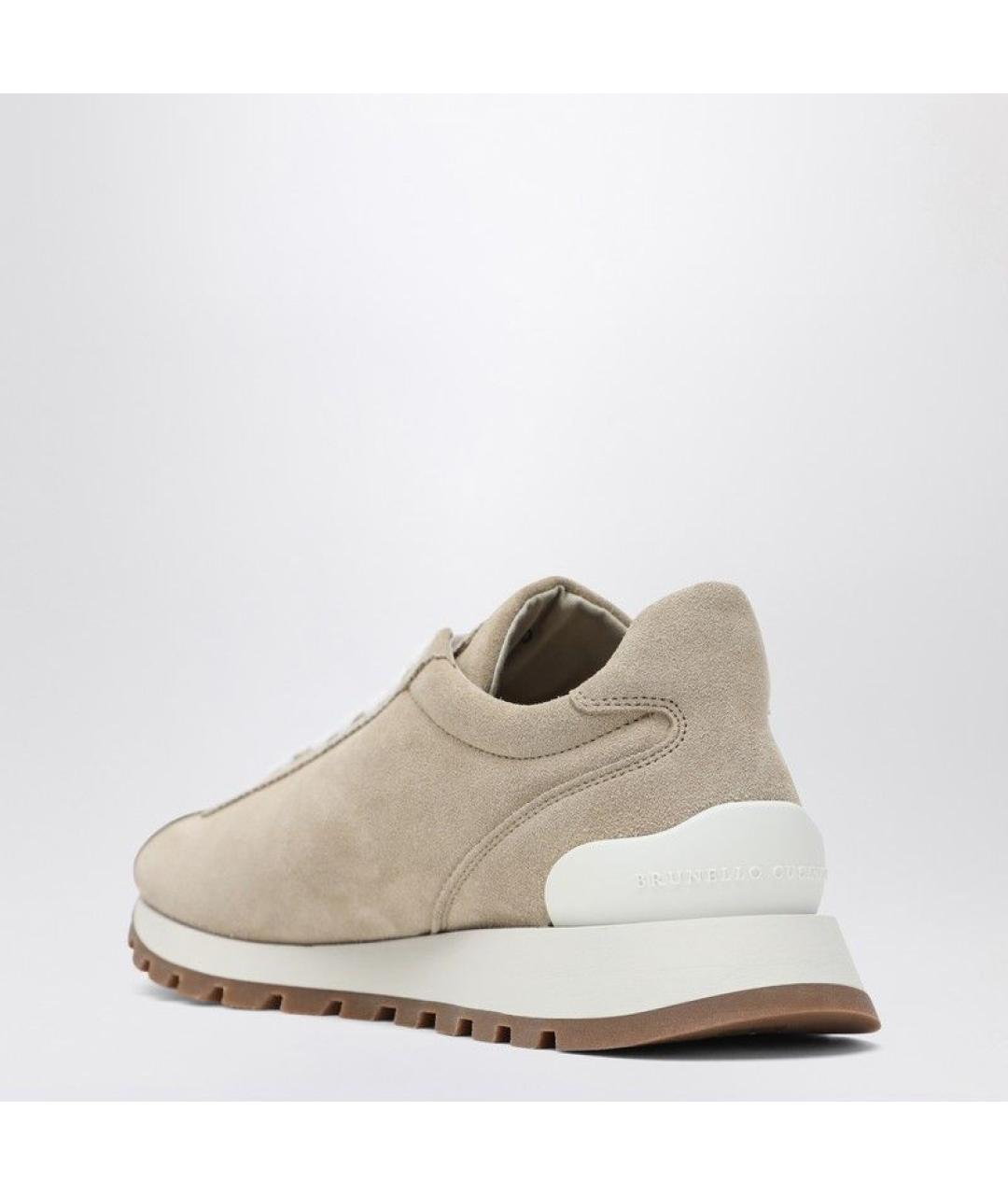 BRUNELLO CUCINELLI Бежевые замшевые кроссовки, фото 3