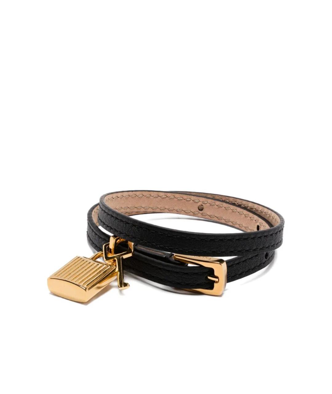 TOM FORD Черный кожаный браслет, фото 1