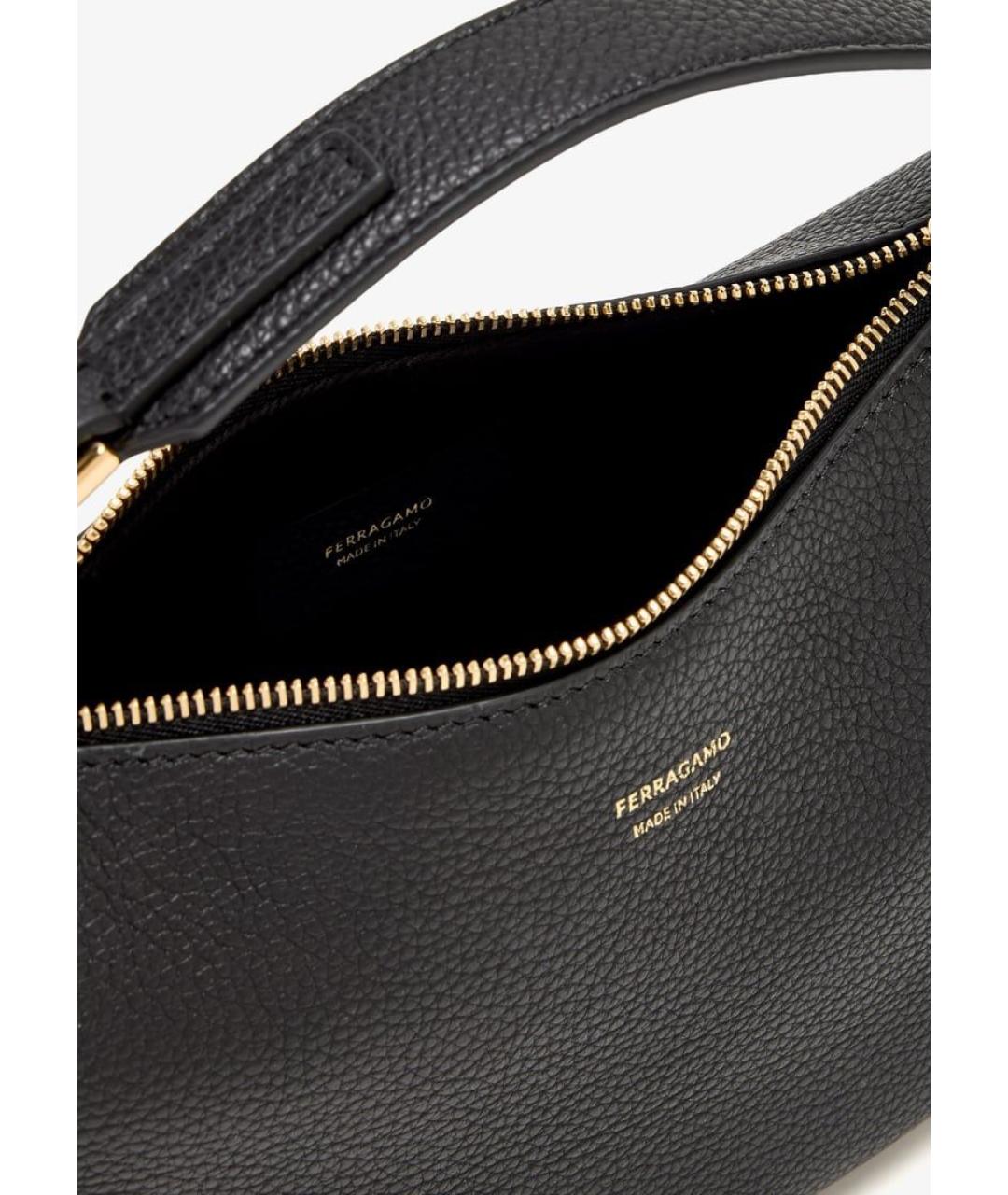 FERRAGAMO Черная кожаная сумка через плечо, фото 3