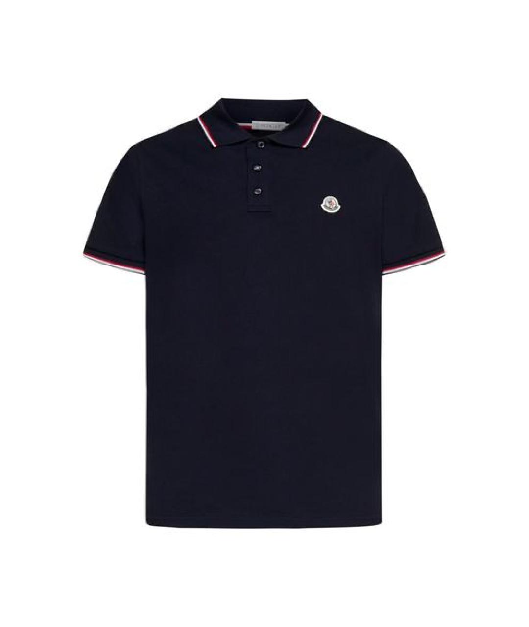 MONCLER Темно-синяя хлопковая футболка, фото 1