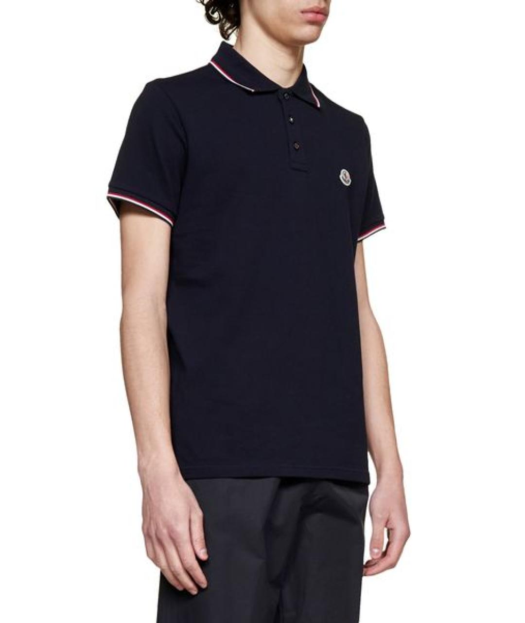 MONCLER Темно-синяя хлопковая футболка, фото 4