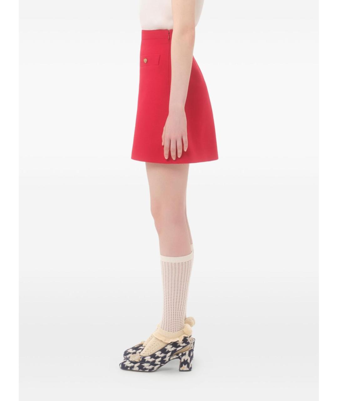 VALENTINO Красная шерстяная юбка мини, фото 3
