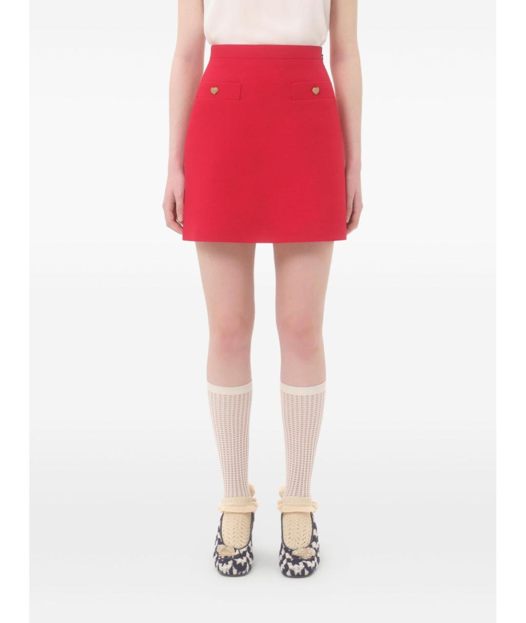 VALENTINO Красная шерстяная юбка мини, фото 2