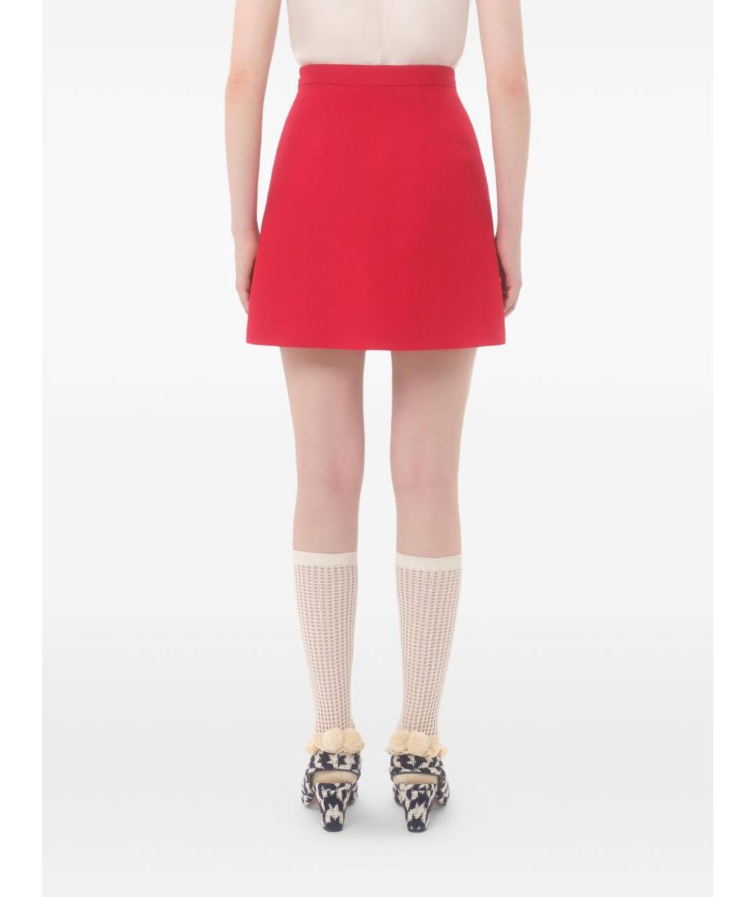 VALENTINO Красная шерстяная юбка мини, фото 4
