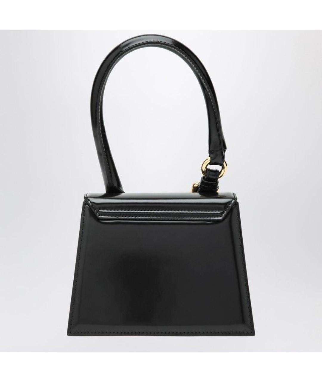 JACQUEMUS Черная кожаная сумка с короткими ручками, фото 2