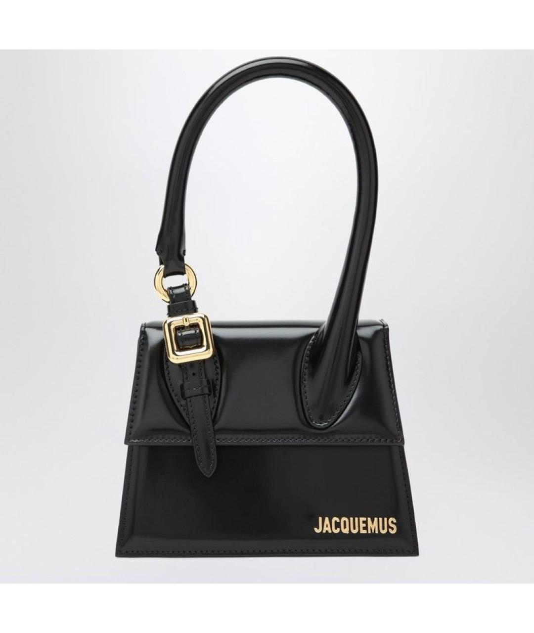JACQUEMUS Черная кожаная сумка с короткими ручками, фото 3
