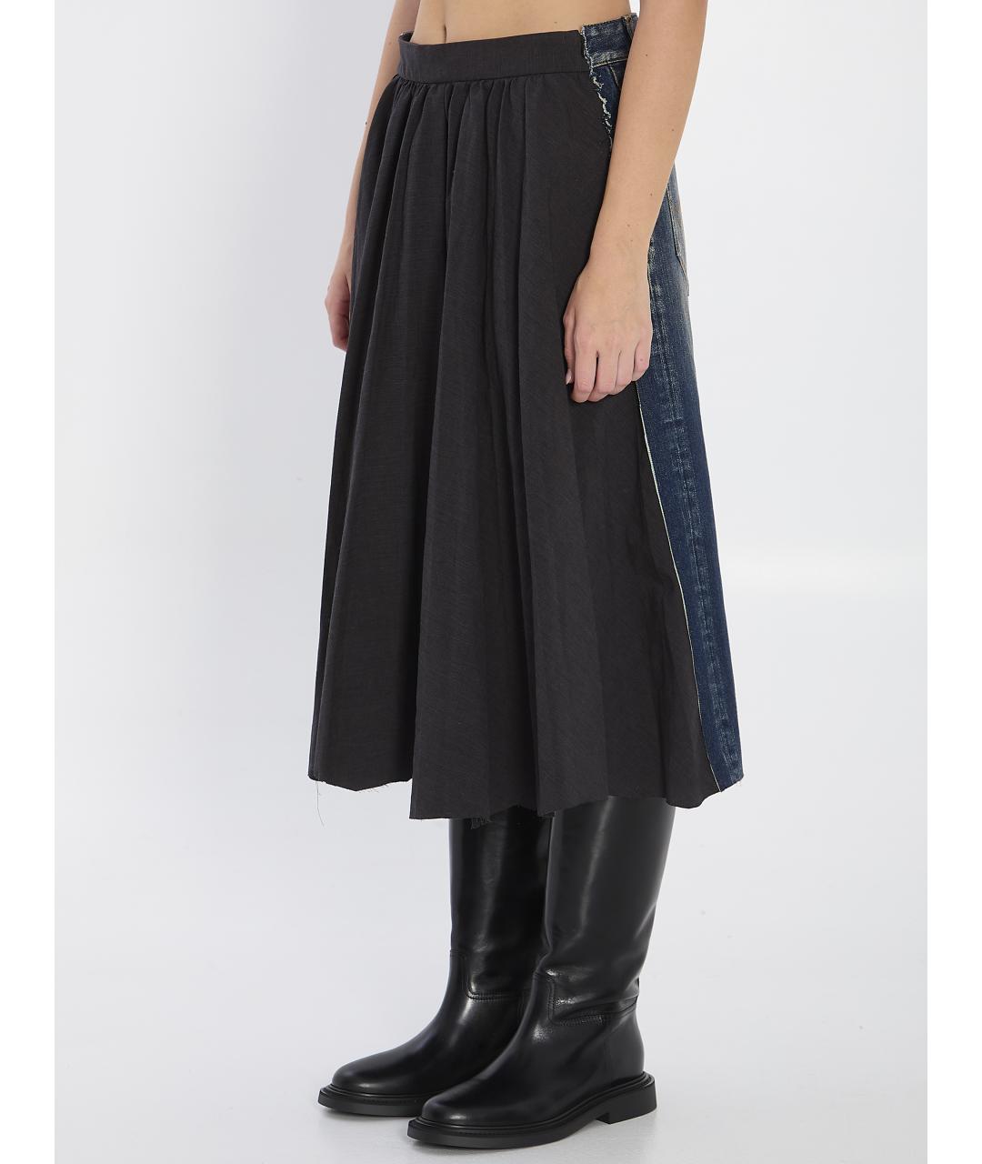 BALENCIAGA Черная хлопковая юбка миди, фото 2