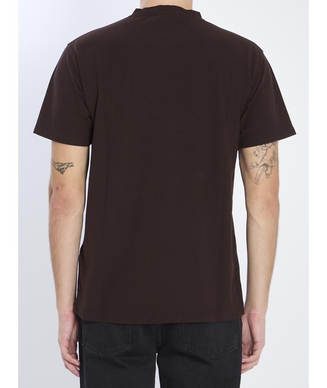 STONE ISLAND Коричневая хлопковая футболка, фото 4