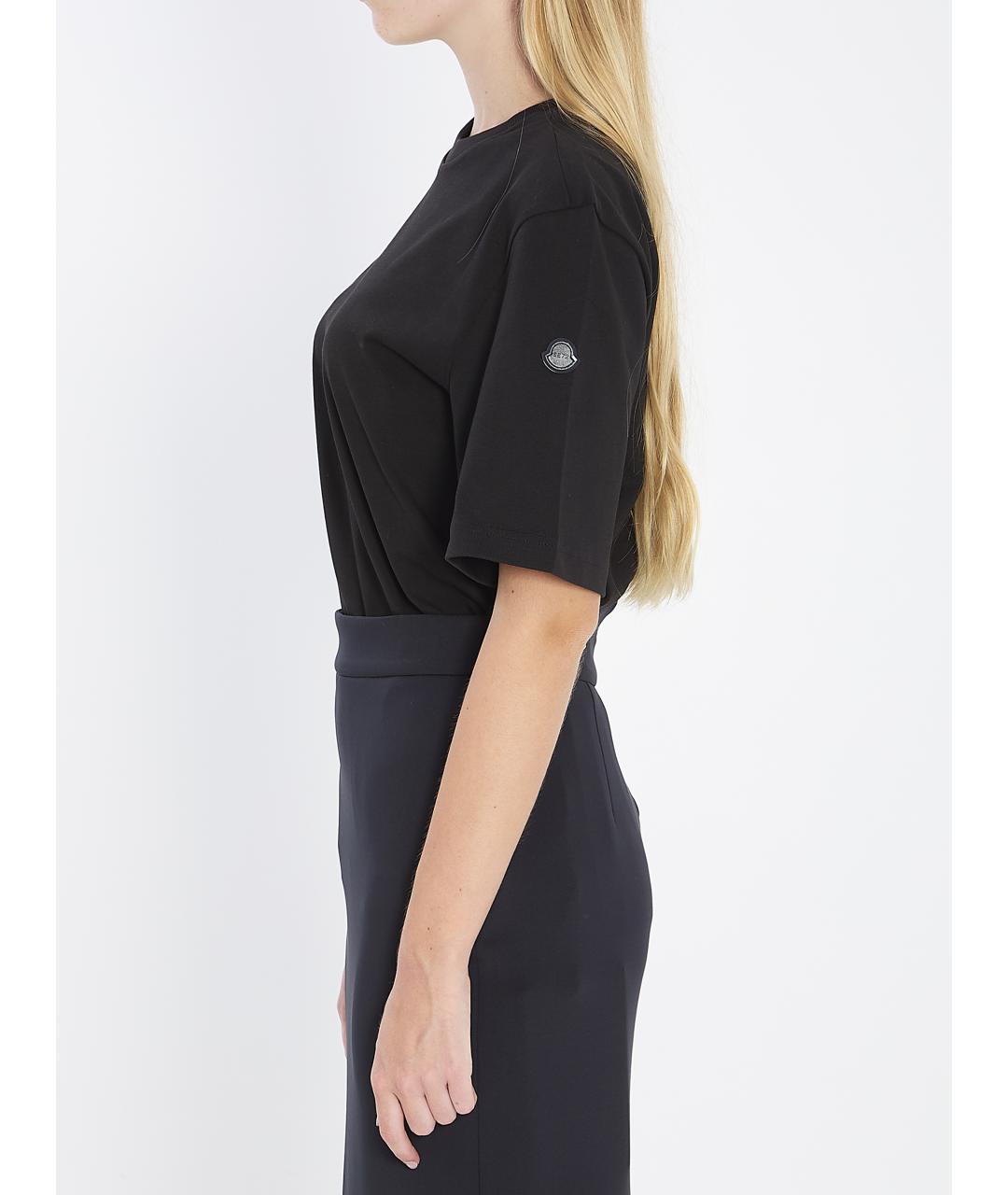 MONCLER Черная хлопковая футболка, фото 4