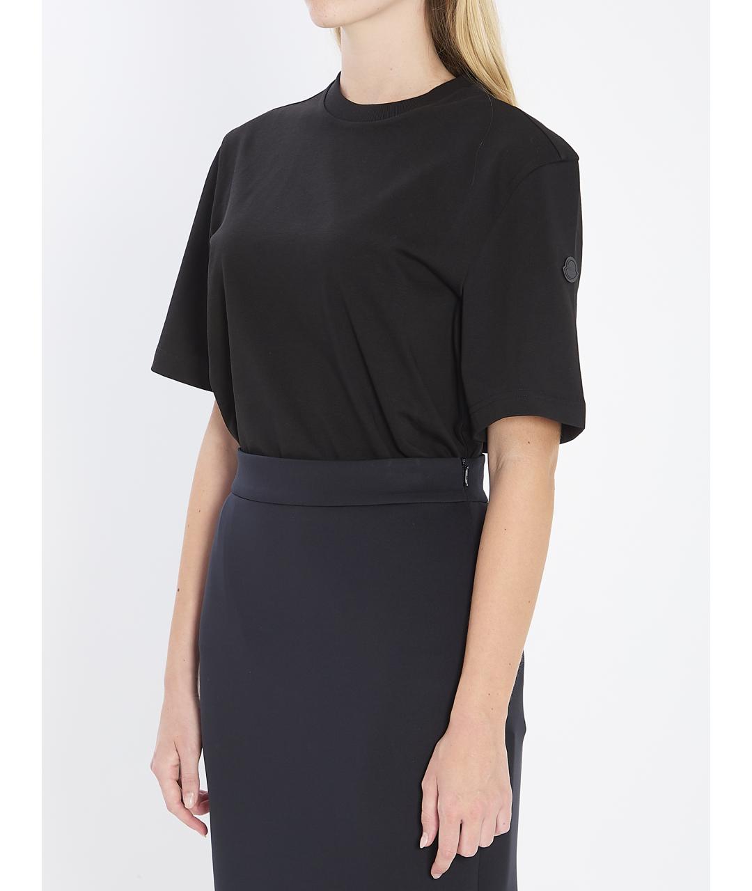 MONCLER Черная хлопковая футболка, фото 3