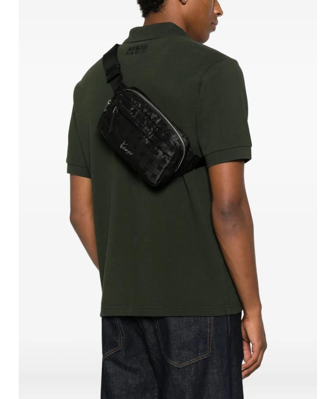 KENZO Черная тканевая поясная сумка, фото 5