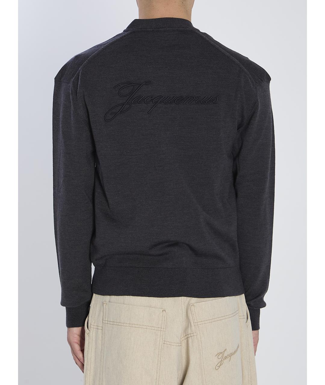 JACQUEMUS Серый шерстяной кардиган, фото 5