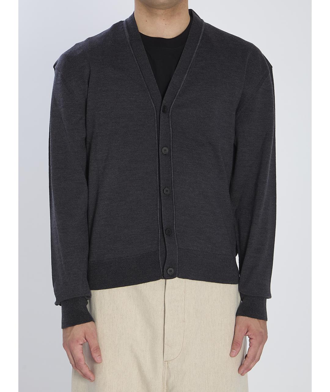 JACQUEMUS Серый шерстяной кардиган, фото 2