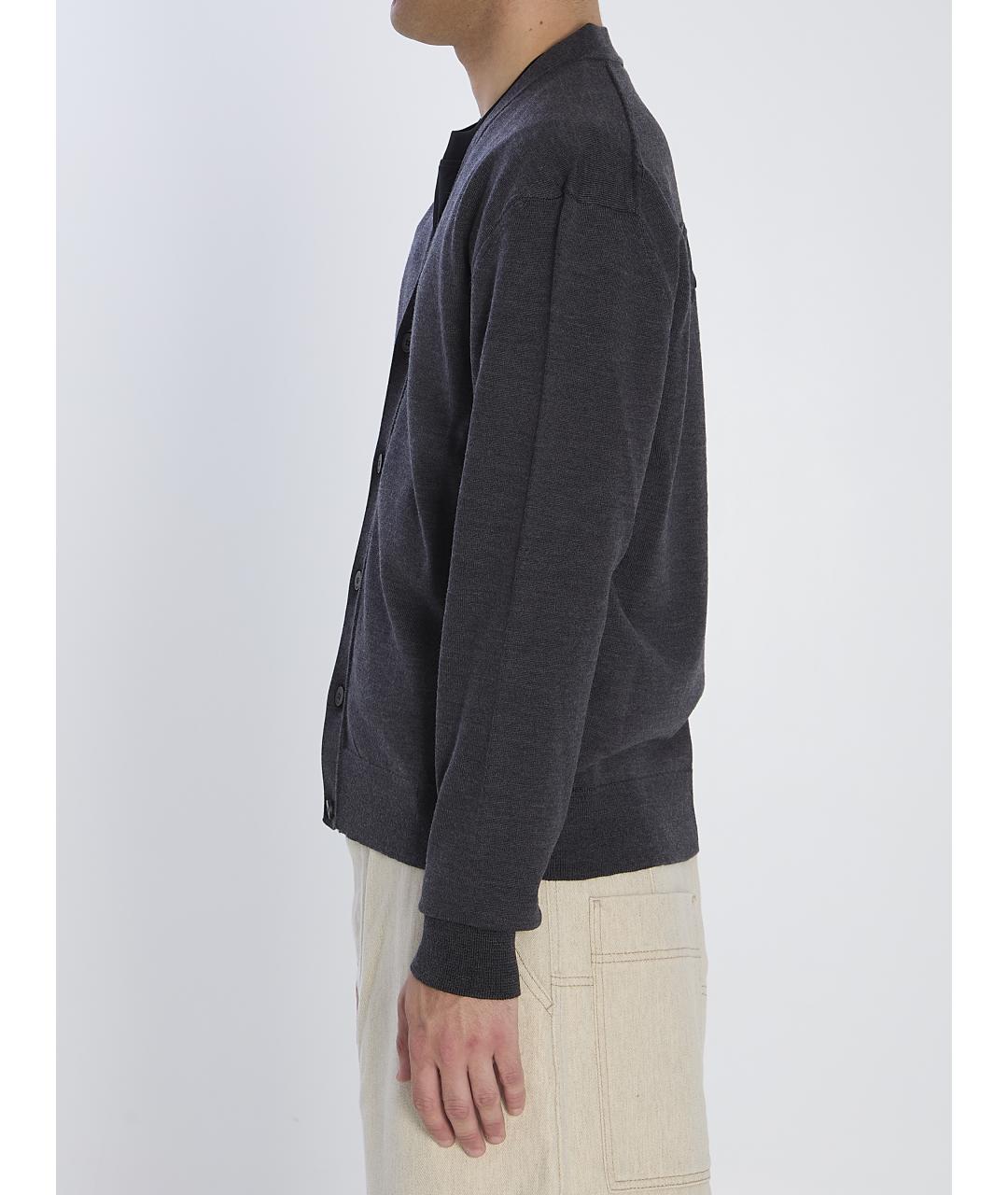 JACQUEMUS Серый шерстяной кардиган, фото 4